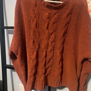 Women's Cable Knit Sweater - Rust